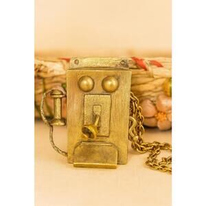 VTG 1970's Amazing Counter Culture Phone Gossip Telephone Necklace Artsy Boho